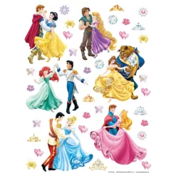 Disney Muursticker - Prinsessen - Geel, Roze, Paars En Blauw - 65 X 85 Cm