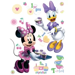 Disney Muursticker - Minnie Mouse & Katrien Duck - Roze En Paars - 65 X 85 Cm