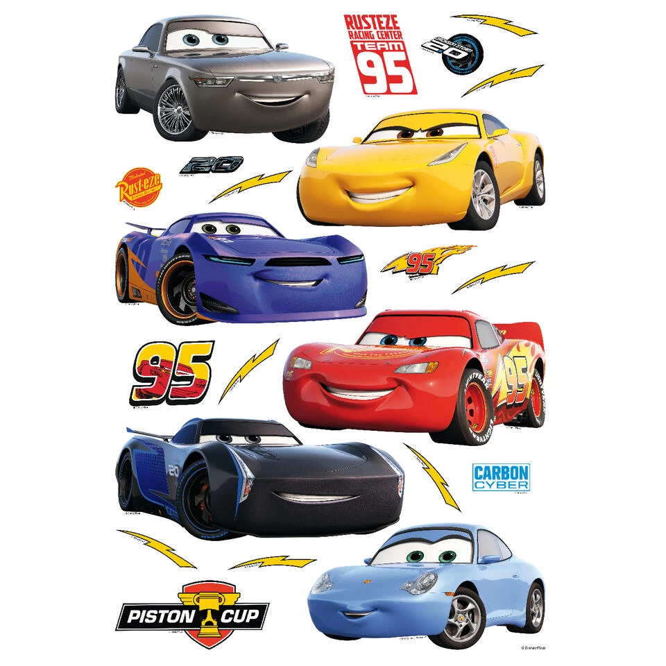 Disney Muursticker - Cars - Rood, Geel En Blauw - 42,5 X 65 Cm - 600111 1 Disney Muursticker - Cars - Rood, Geel En Blauw - 42,5 X 65 Cm - 600111