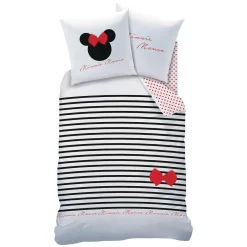 Disney Minnie Mouse Dekbedovertrek, Stripes - 140 X 200 Cm + 63 X 63 Cm - Katoen