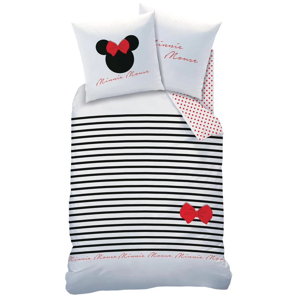 Disney Minnie Mouse Dekbedovertrek, Stripes - 140 X 200 Cm + 63 X 63 Cm - Katoen 1 Disney Minnie Mouse Dekbedovertrek, Stripes - 140 X 200 Cm + 63 X 63 Cm - Katoen