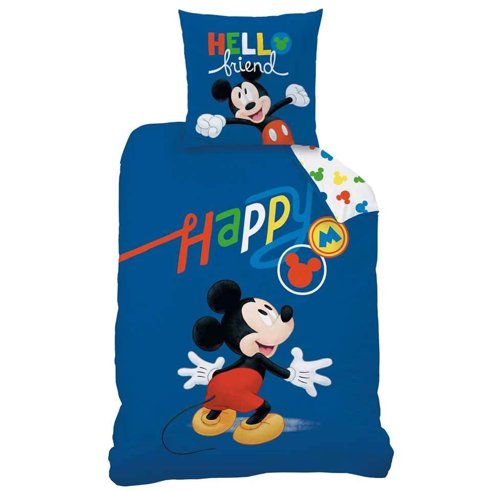 Disney Mickey Mouse Dekbedovertrek Happy - Eenpersoons - 140 X 200 Cm - Katoen 1 Disney Mickey Mouse Dekbedovertrek Happy - Eenpersoons - 140 X 200 Cm - Katoen