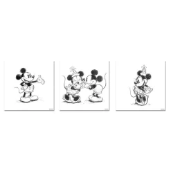 Disney - Canvas Set Van 3 - Mickey & Minnie - Sketches - 3x30x30cm