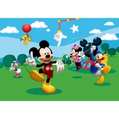 Disney Fotowand - Mickey Mouse - Groen, Blauw En Geel - 360 X 254 Cm