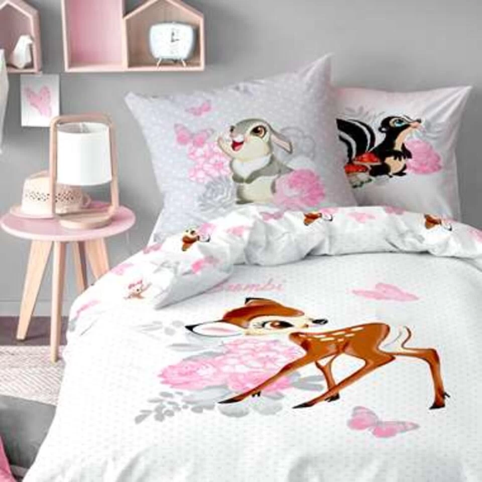 Disney Bambi Retro - Dekbedovertrek - Eenpersoons - 140 X 200 Cm - Wit 2 Disney Bambi Retro - Dekbedovertrek - Eenpersoons - 140 X 200 Cm - Wit - Afbeelding 2