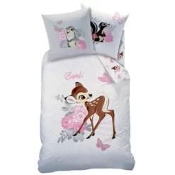 Disney Bambi Retro - Dekbedovertrek - Eenpersoons - 140 X 200 Cm - Wit