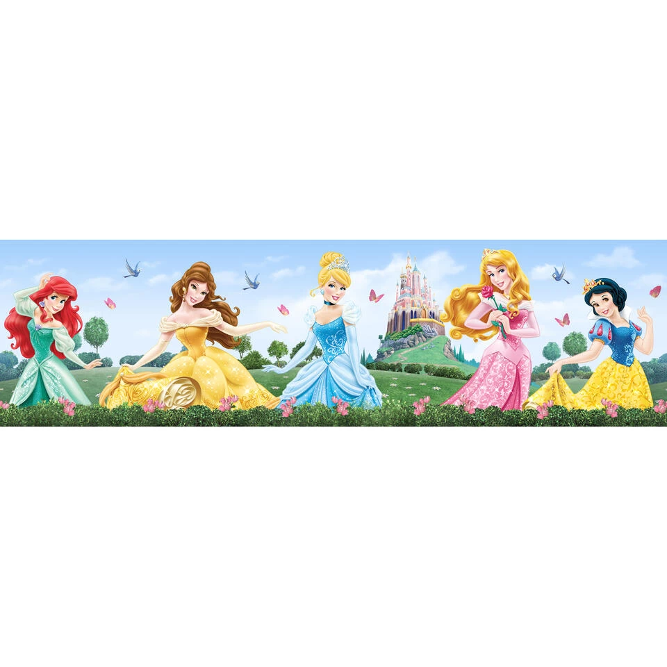 Disney Zelfklevende Behangrand - Prinsessen - Blauw, Groen En Geel 1 Disney Zelfklevende Behangrand - Prinsessen - Blauw, Groen En Geel