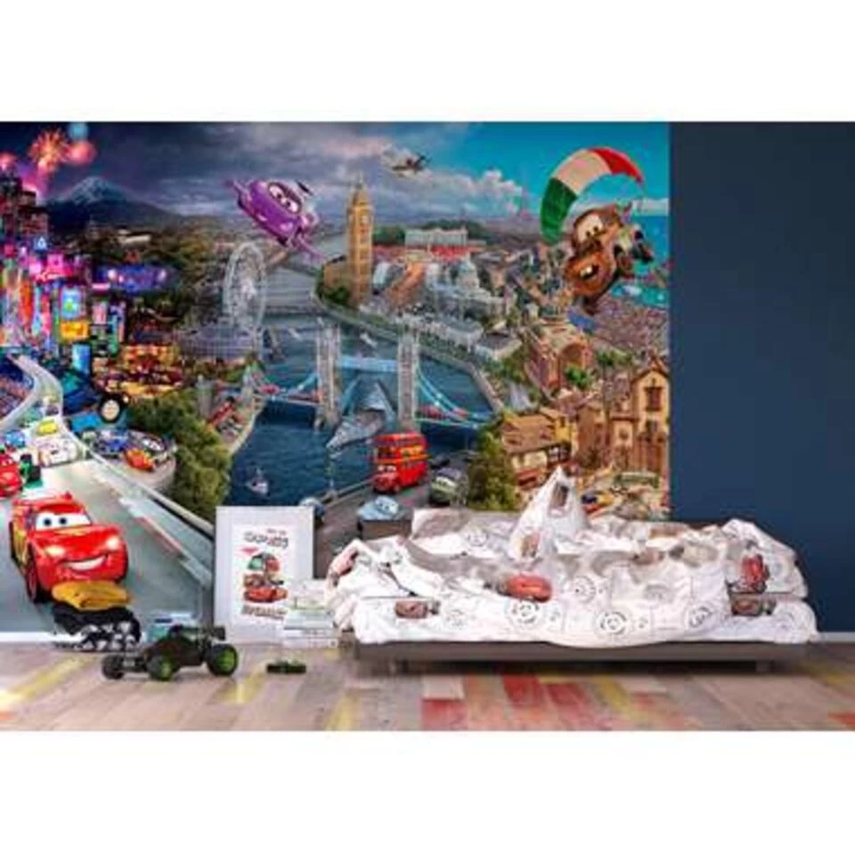 Disney Fotowand - Cars - Blauw, Rood En Beige - 360 X 254 Cm 2 Disney Fotowand - Cars - Blauw, Rood En Beige - 360 X 254 Cm - Afbeelding 2