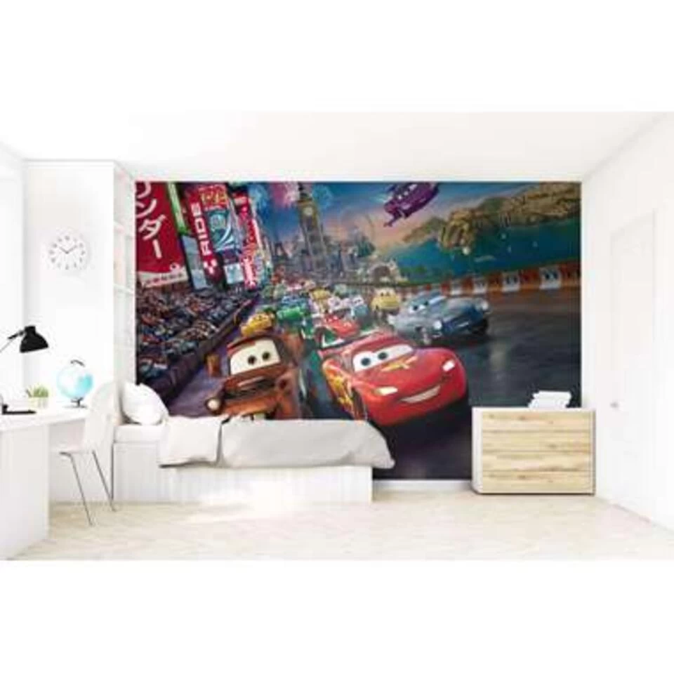Disney Fotobehang - Cars - Rood, Blauw En Geel - 360 X 270 Cm 2 Disney Fotobehang - Cars - Rood, Blauw En Geel - 360 X 270 Cm - Afbeelding 2