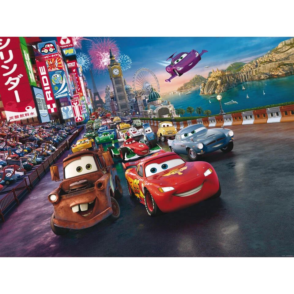 Disney Fotobehang - Cars - Rood, Blauw En Geel - 360 X 270 Cm 1 Disney Fotobehang - Cars - Rood, Blauw En Geel - 360 X 270 Cm