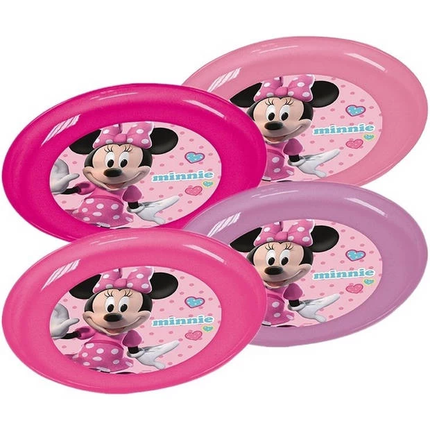 4x Plastic Disney Minnie Mouse Bordjes 1 4x Plastic Disney Minnie Mouse Bordjes