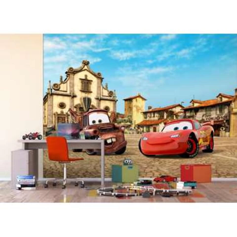 Disney Fotobehang - Cars - Rood, Blauw En Beige - 360 X 270 Cm 2 Disney Fotobehang - Cars - Rood, Blauw En Beige - 360 X 270 Cm - Afbeelding 2