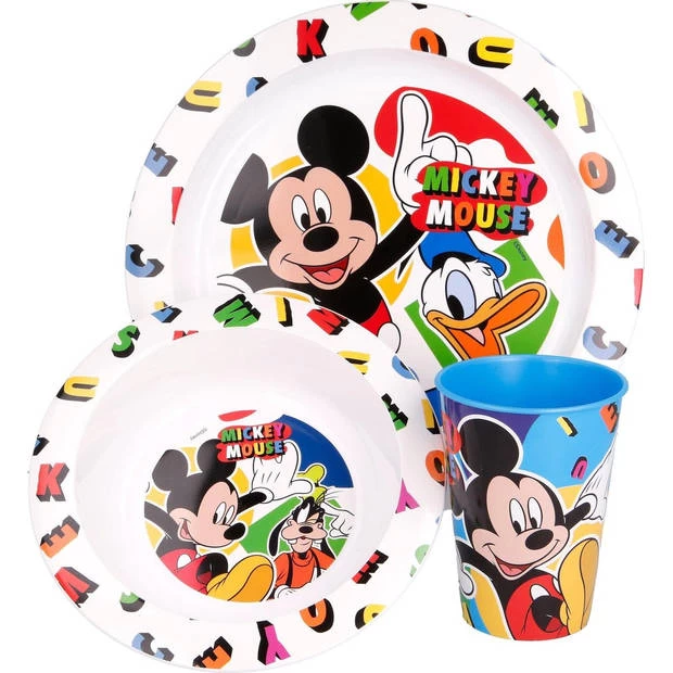 Disney Mickey Mouse 3-delig Ontbijtset - Lunchset - Magnetronbestendig 1 Disney Mickey Mouse 3-delig Ontbijtset - Lunchset - Magnetronbestendig